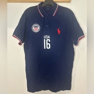 USA Polo by Ralph Lauren Dark Blue Men's Polo Shirt With Front Patch